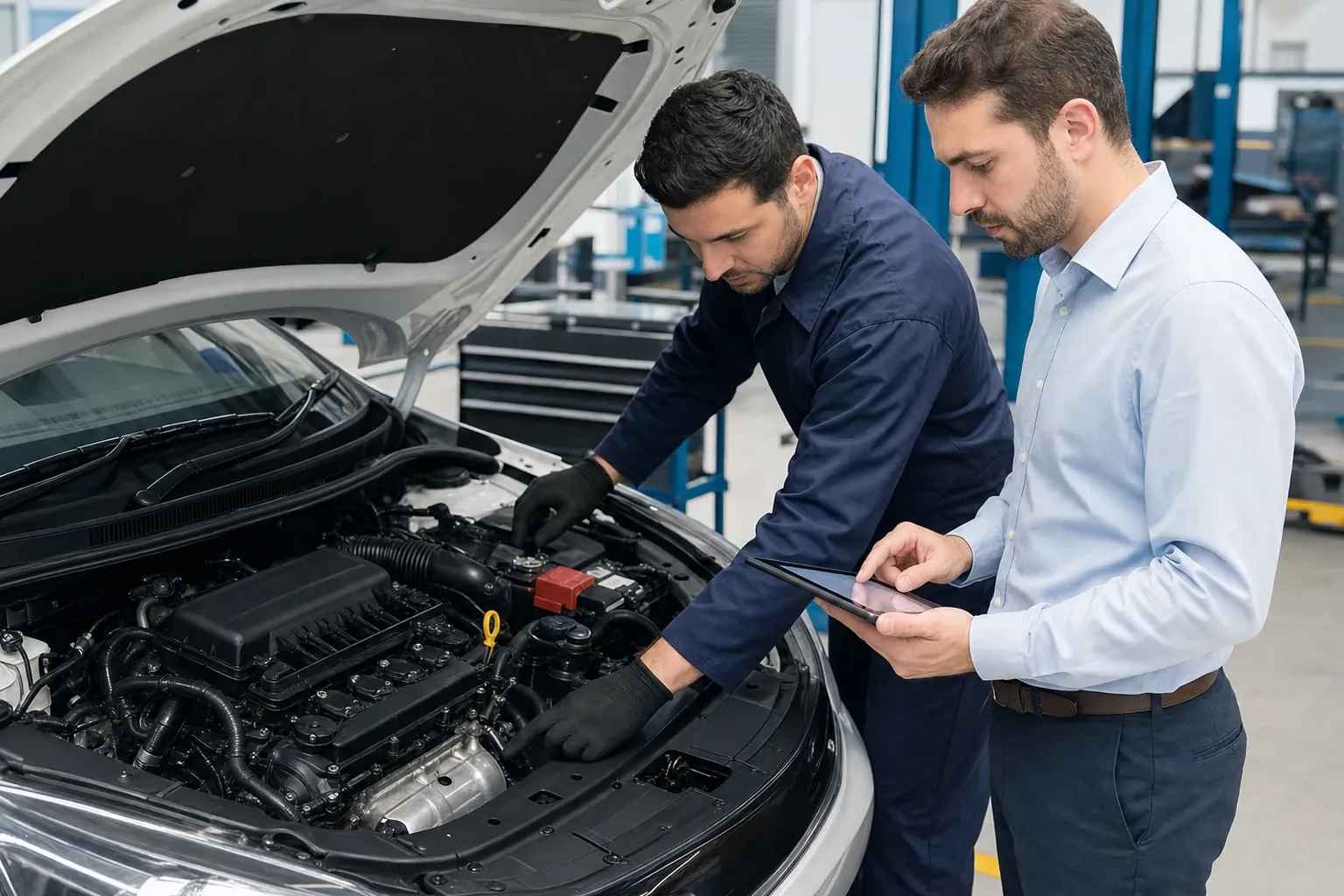 Equipe de despachante em Eunápolis efetuando cadastro de motor de veículo.
